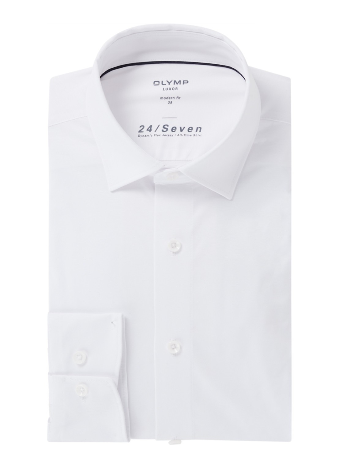 Olymp Regular fit overhemd van jersey - voorkant 2 wit