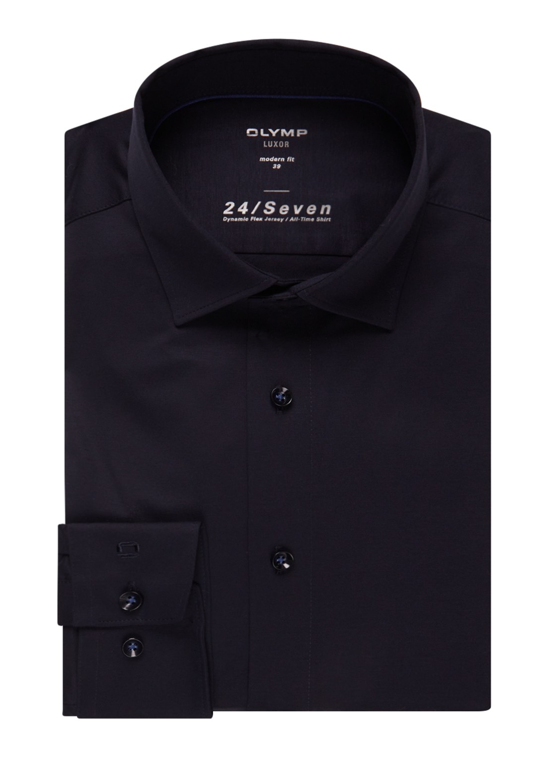 Olymp Regular fit overhemd van jersey - voorkant donkerblauw
