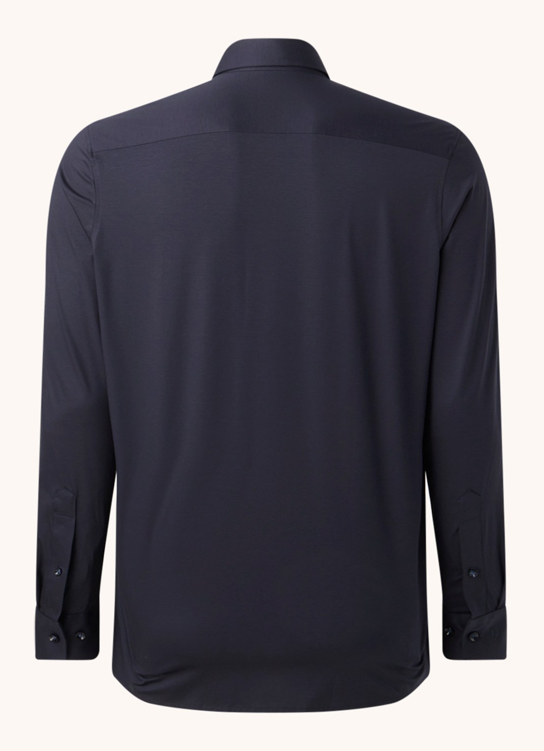 Olymp Regular fit overhemd van jersey - achterkant 9 donkerblauw