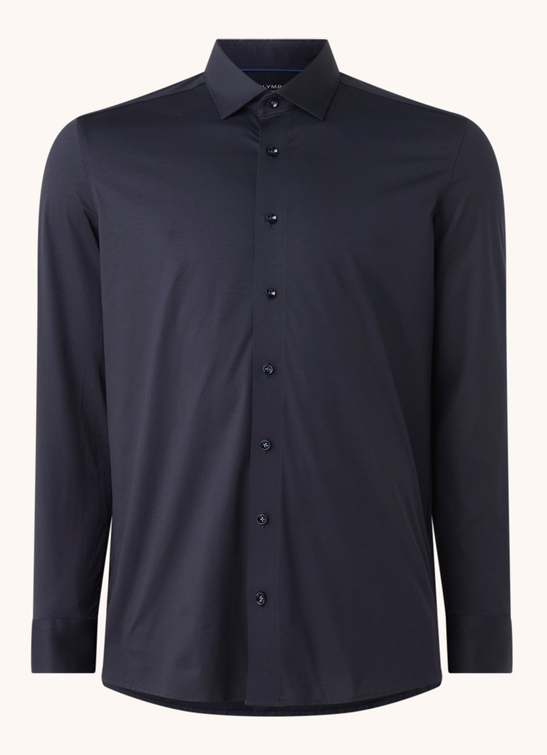 Olymp Regular fit overhemd van jersey - detail 4 donkerblauw