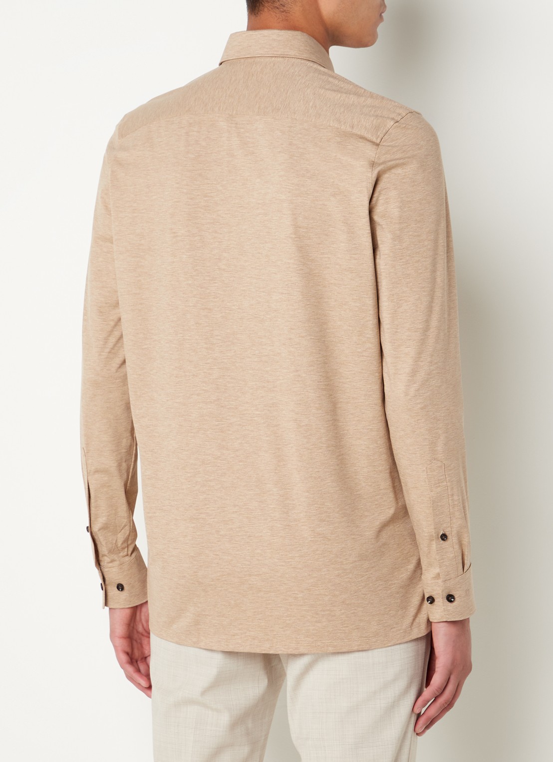 Olymp Regular fit overhemd van jersey - achterkant zand