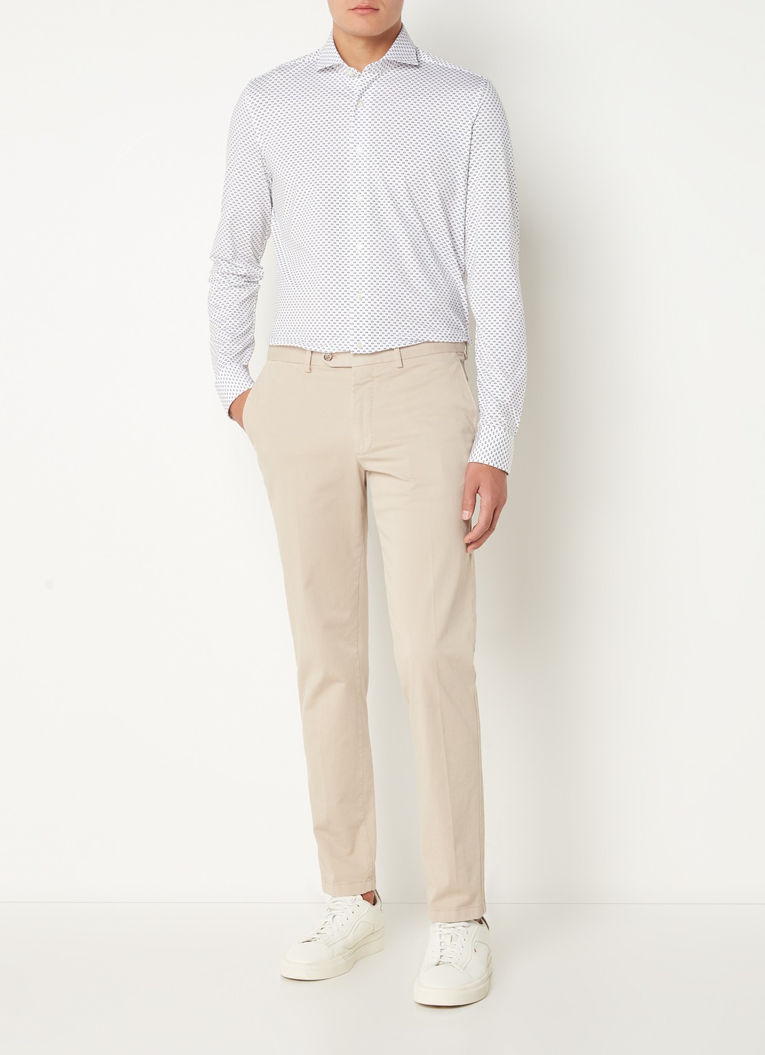 Olymp Regular fit overhemd van jersey - voorkant 5 beige