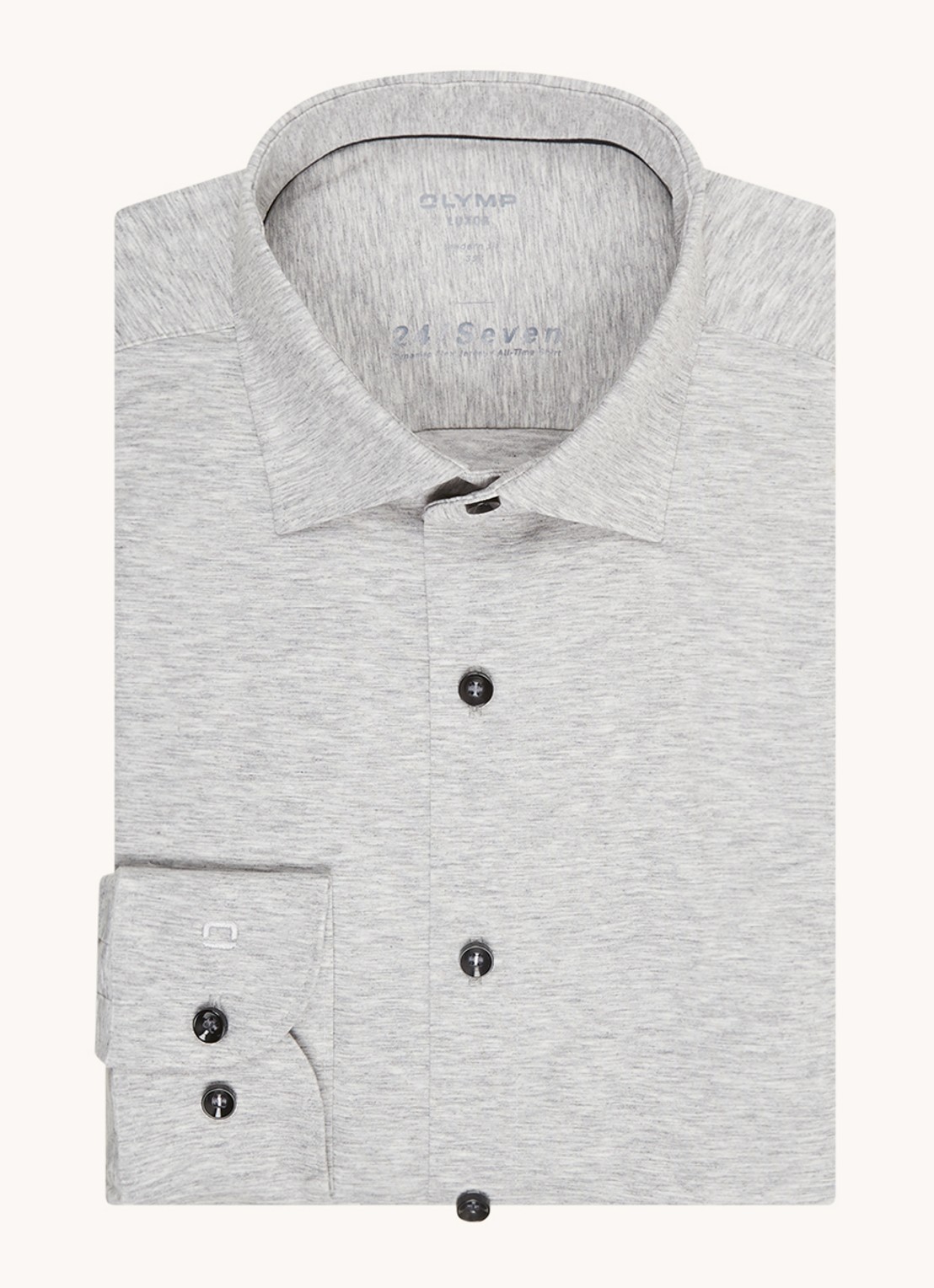 Olymp Regular fit overhemd van jersey - voorkant 2 grijs