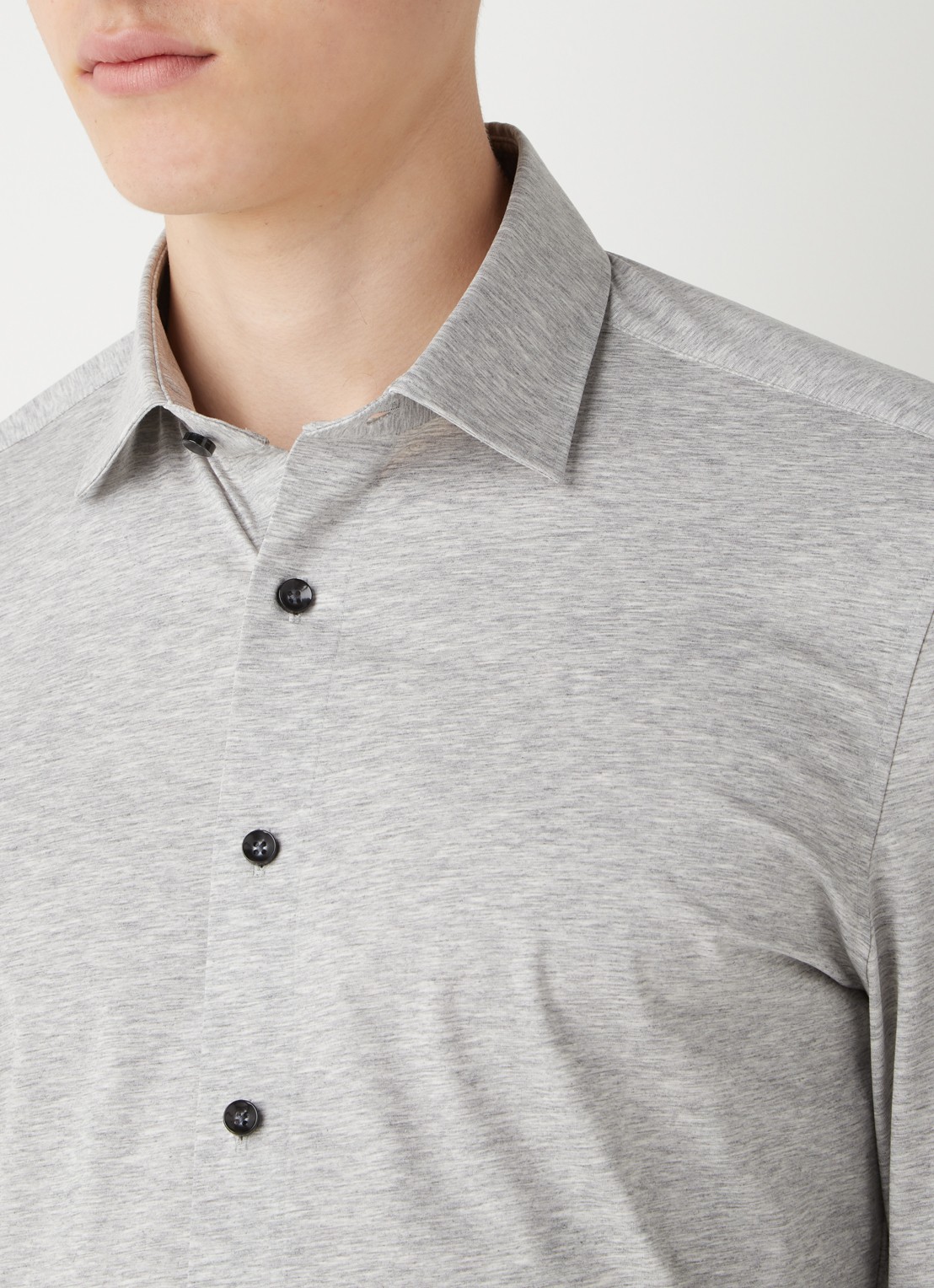 Olymp Regular fit overhemd van jersey - detail 5 grijs