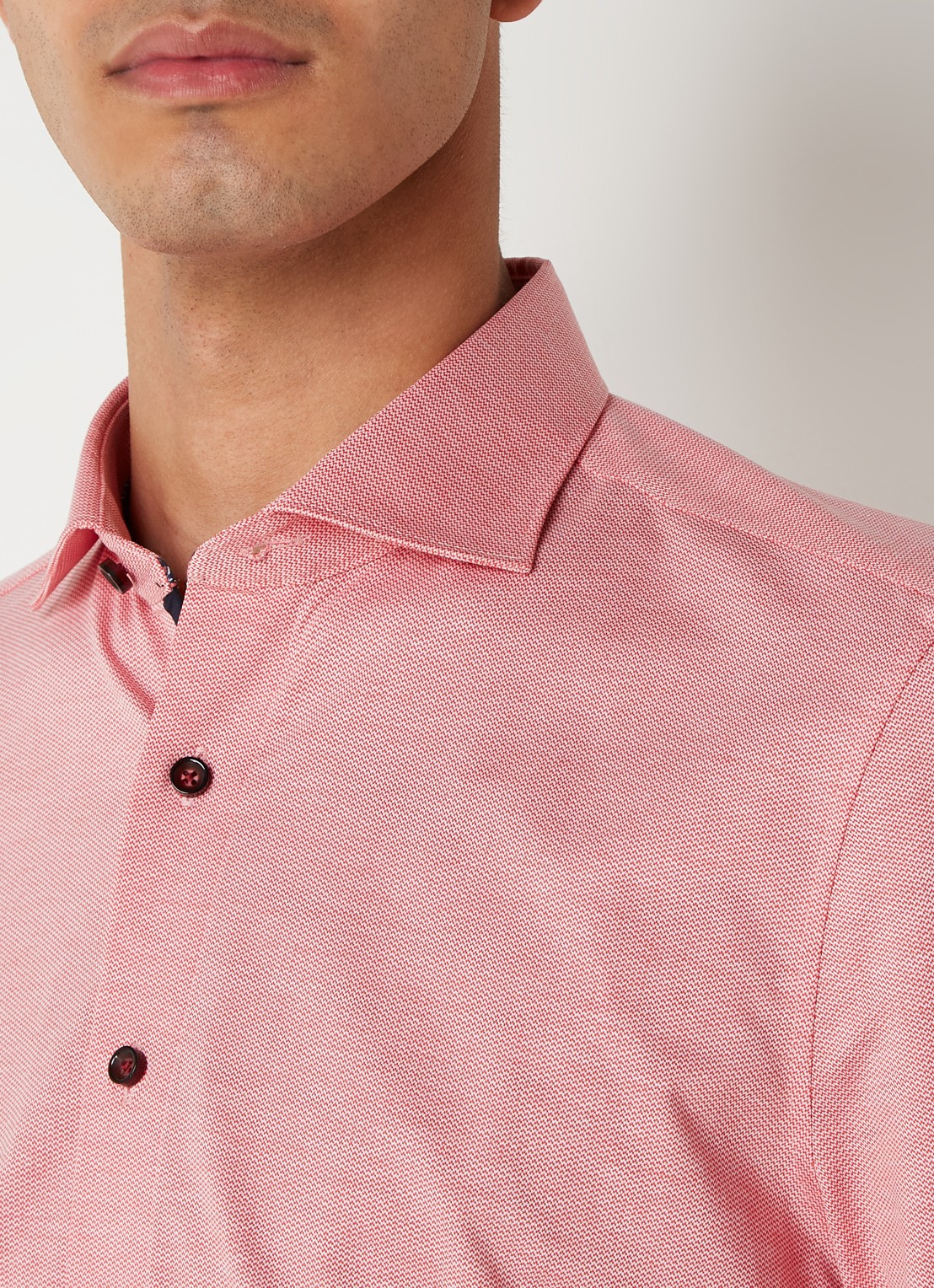 Olymp Regular fit overhemd van jersey - detail 2 zalmroze