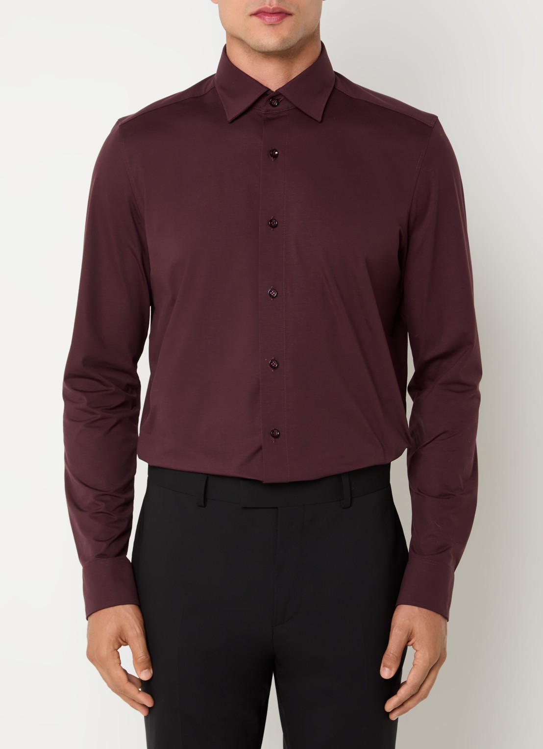 Olymp Regular fit overhemd van jersey - detail 4 steenrood