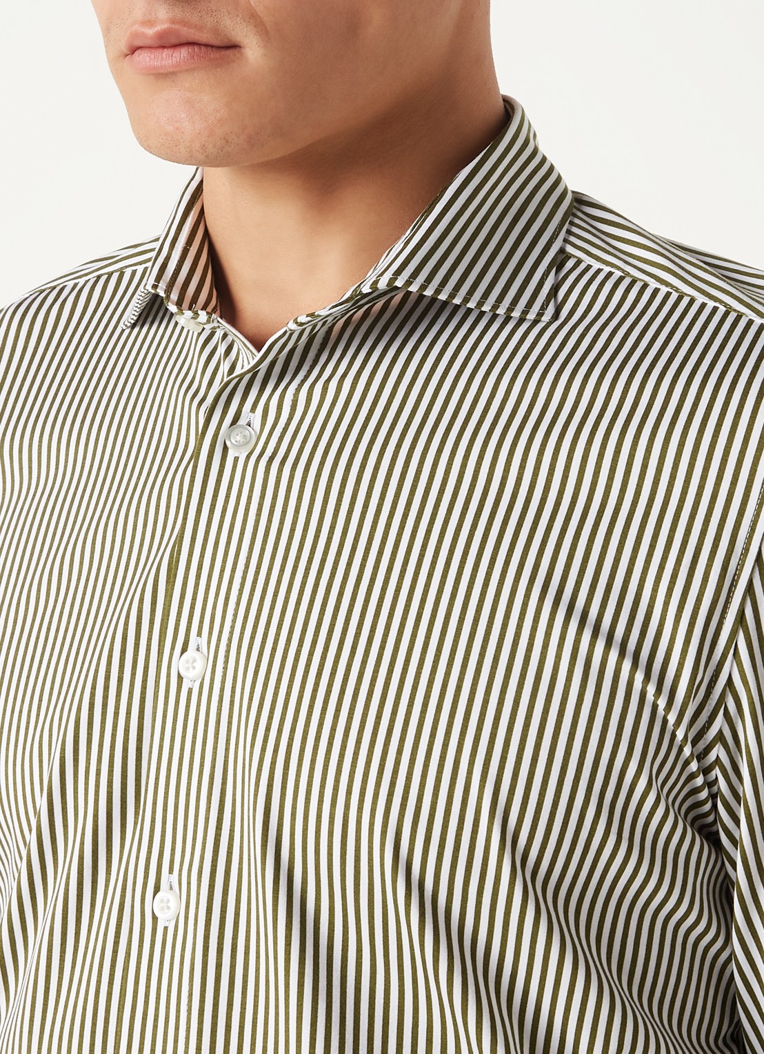 Olymp Regular fit overhemd van jersey - detail 5 olijfgroen