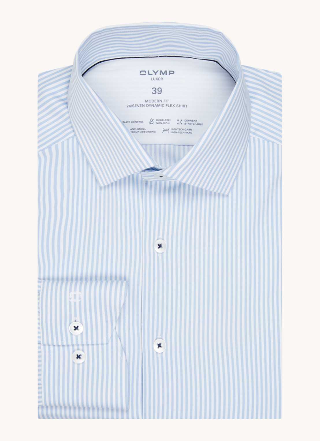 Olymp Regular fit overhemd van jersey - voorkant 3 indigo