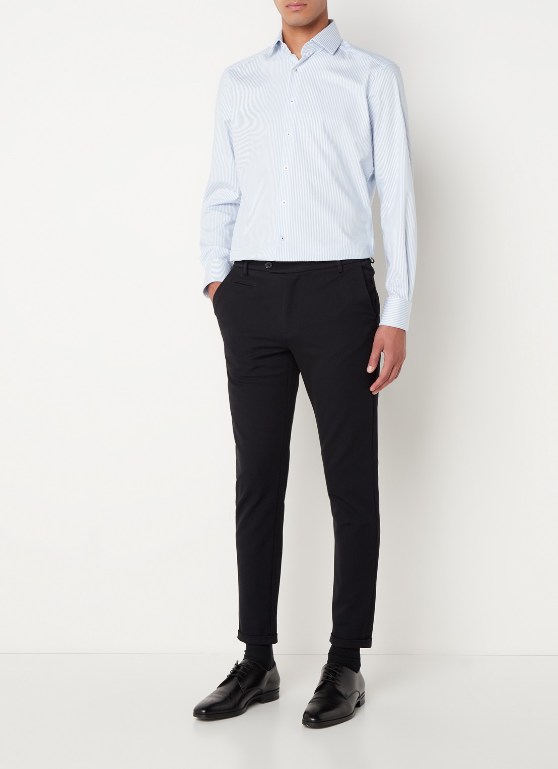 Olymp Regular fit overhemd van jersey - voorkant 4 indigo