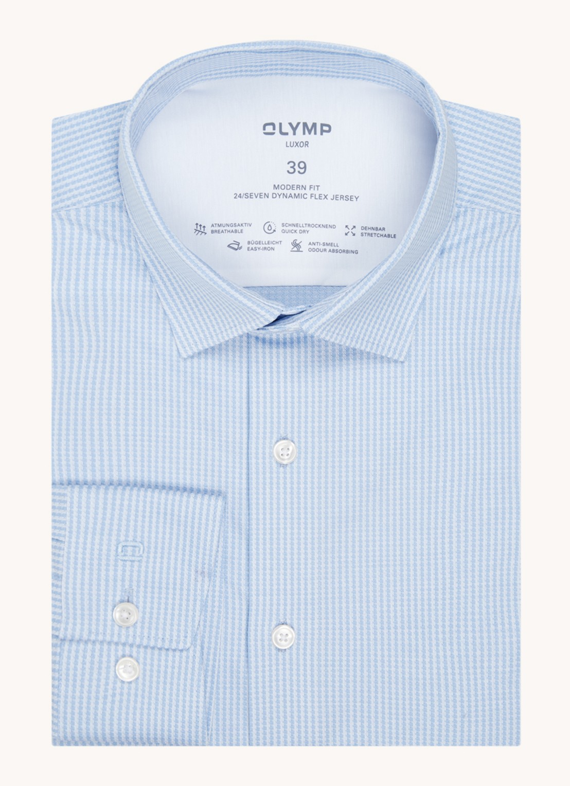 Olymp Regular fit overhemd van jersey - voorkant 2 royalblauw