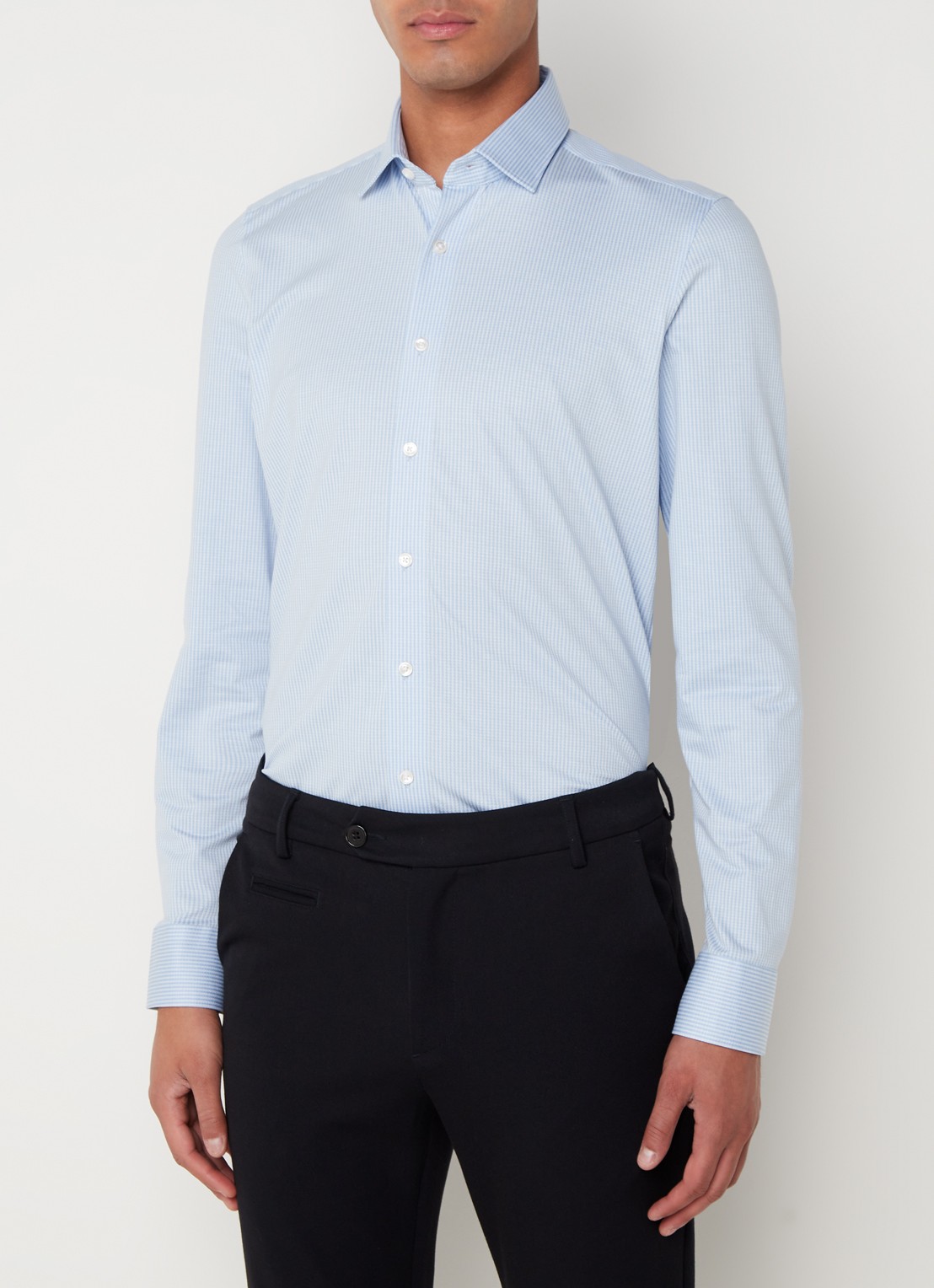 Olymp Regular fit overhemd van jersey - detail 4 royalblauw