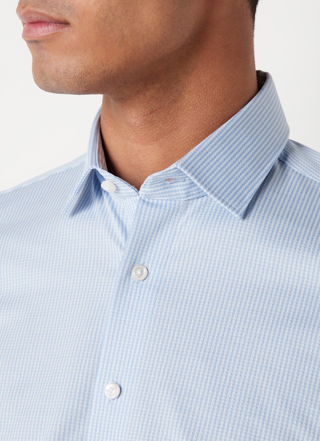 Olymp Regular fit overhemd van jersey - detail 5 royalblauw