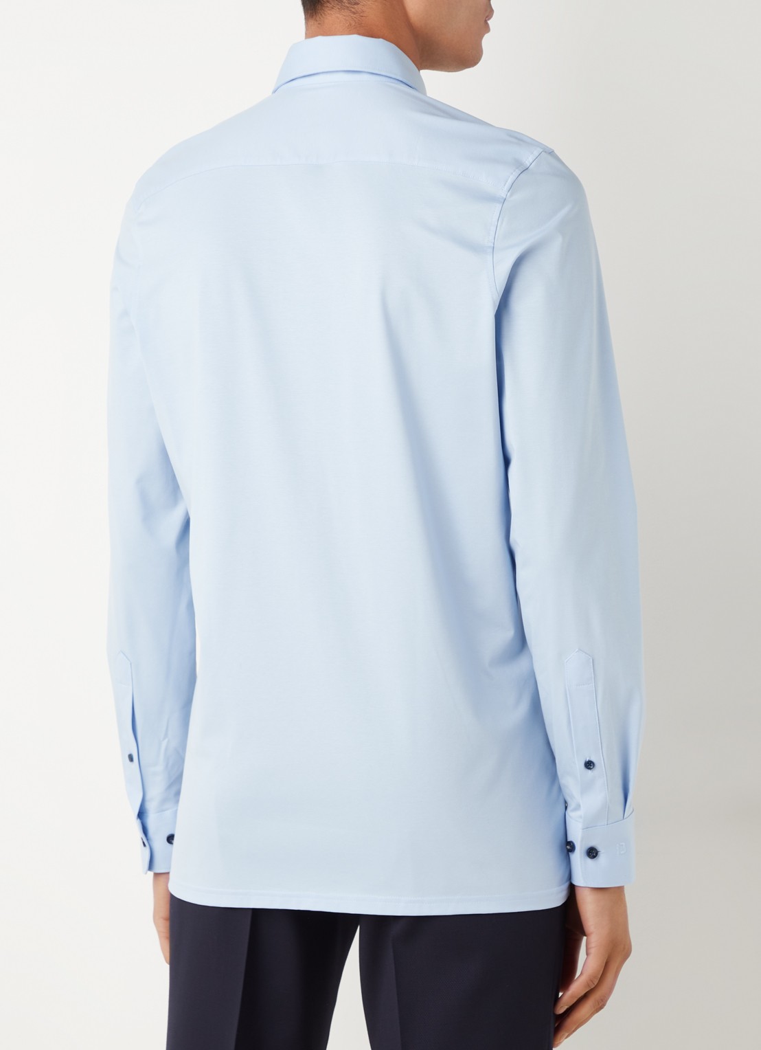 Olymp Regular fit overhemd van jersey - achterkant 5 lichtblauw