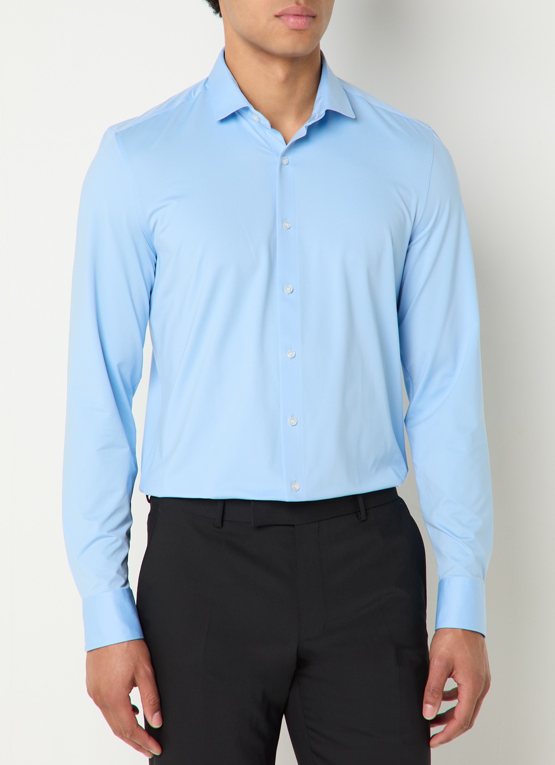 Olymp Slim fit overhemd met cut away kraag - detail 2 lichtblauw