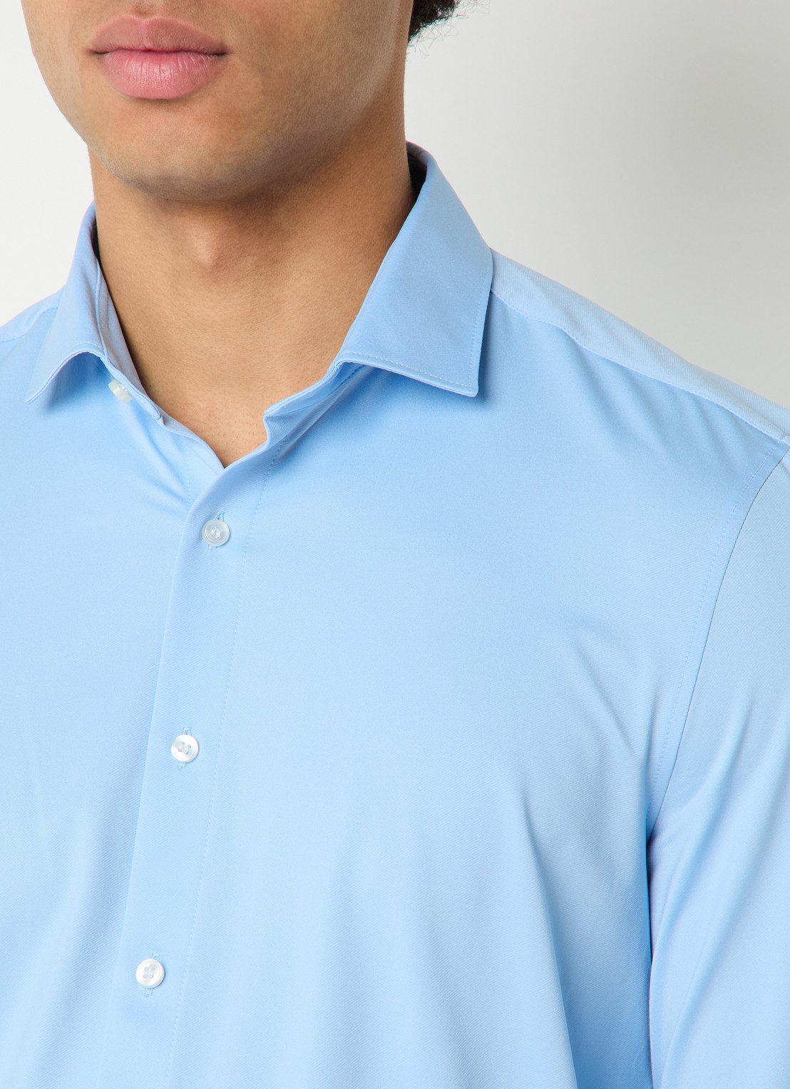 Olymp Slim fit overhemd met cut away kraag - detail 3 lichtblauw
