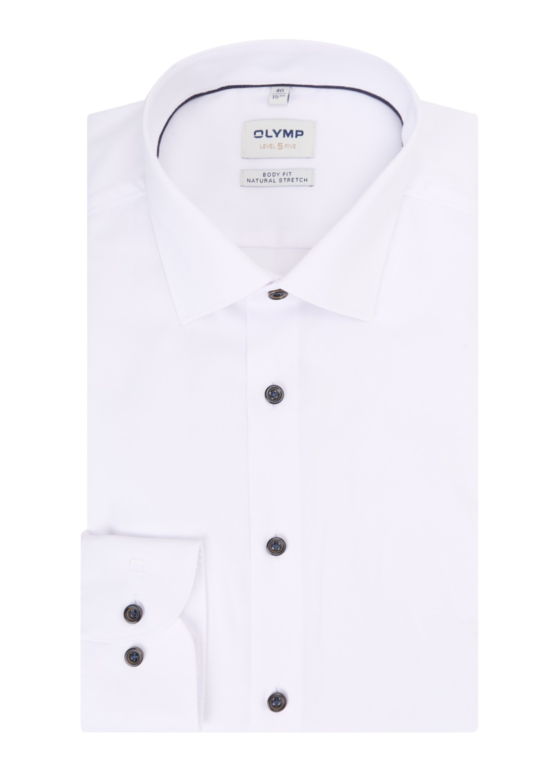 Olymp Slim fit overhemd met kent kraag - voorkant wit