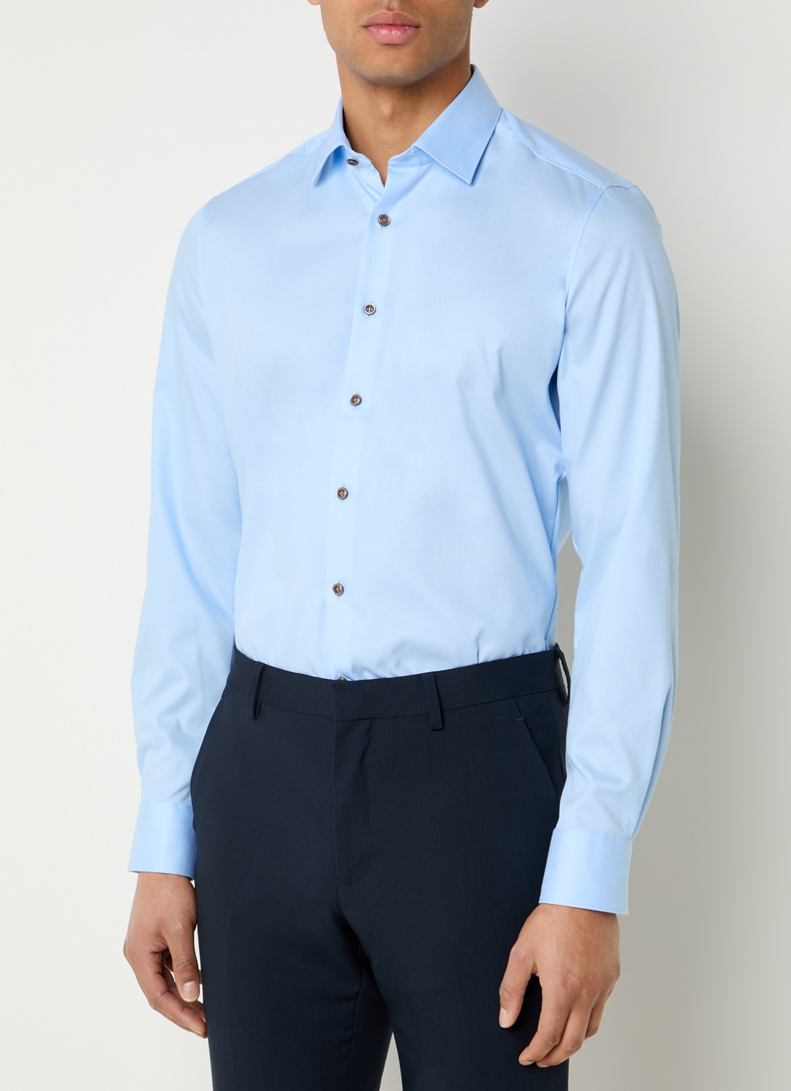 Olymp Slim fit overhemd met kent kraag - detail 2 lichtblauw