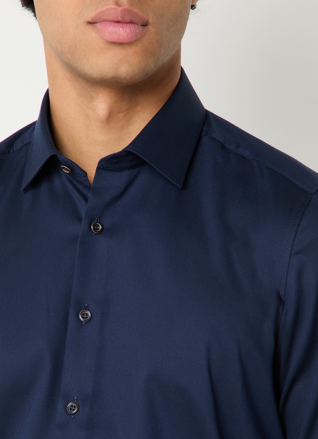 Olymp Slim fit overhemd met kent kraag - detail 4 donkerblauw