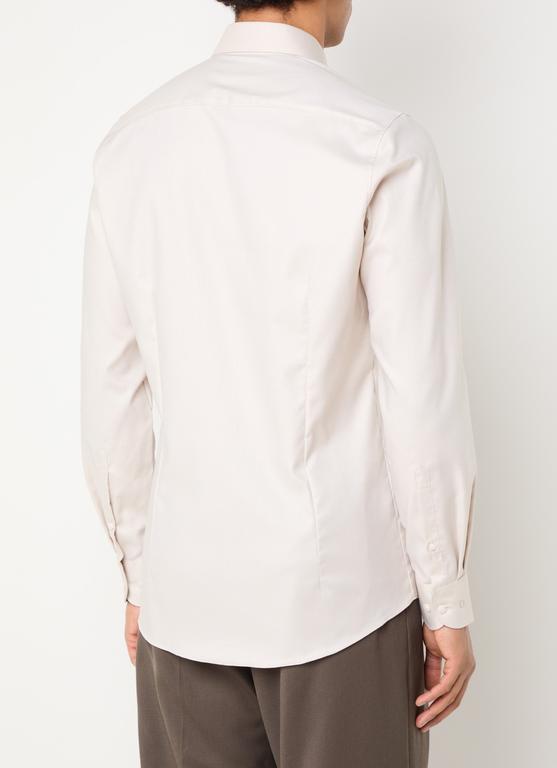 Olymp Slim fit overhemd met microdessin - achterkant beige