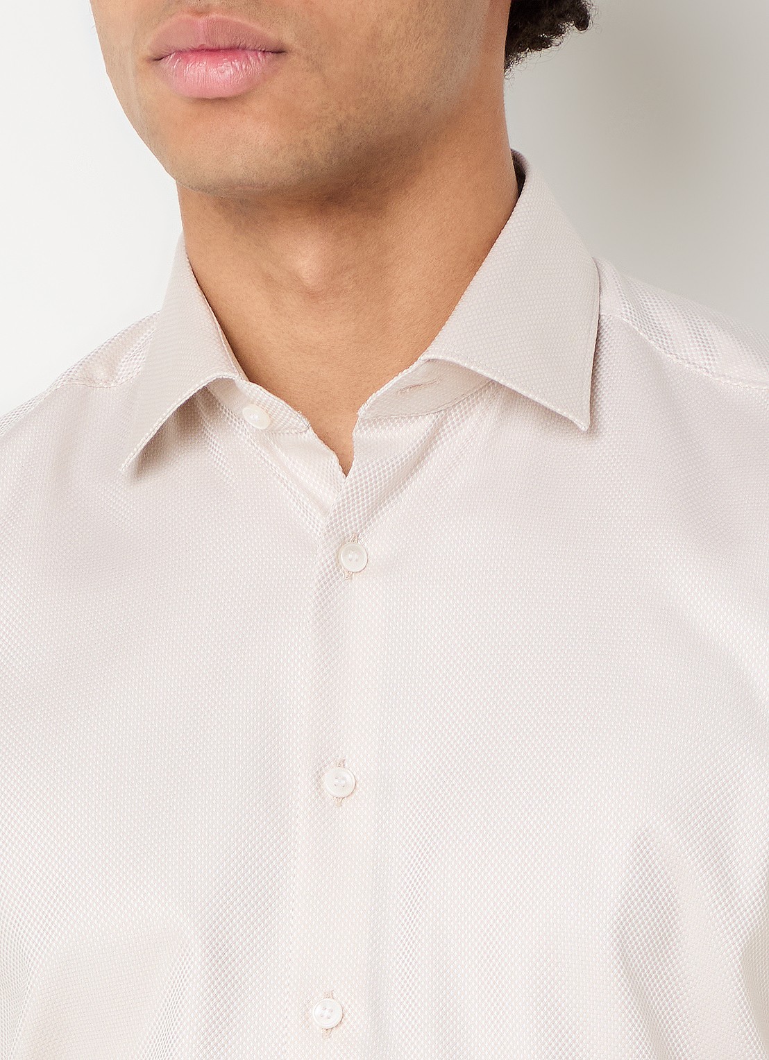 Olymp Slim fit overhemd met microdessin - detail 5 beige