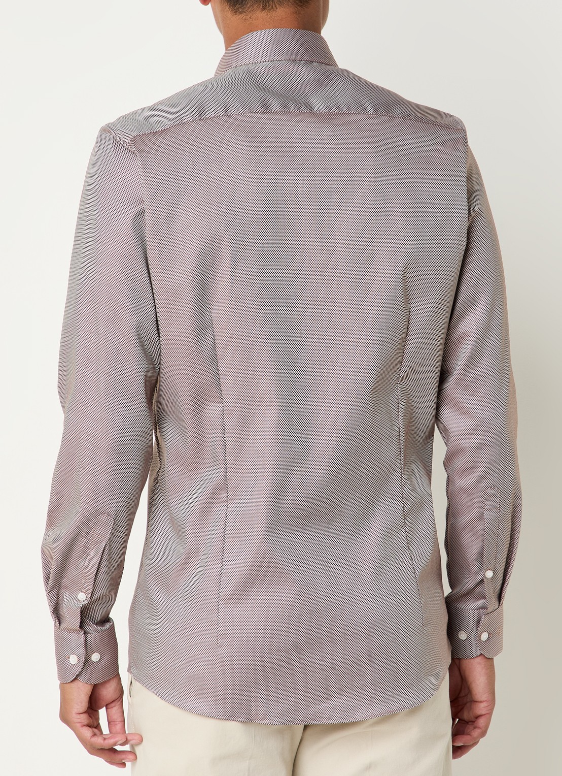 Olymp Slim fit overhemd met microdessin - achterkant bruin