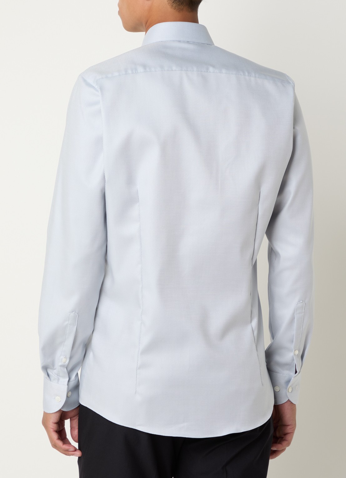Olymp Slim fit overhemd met microdessin - achterkant 5 lichtgrijs