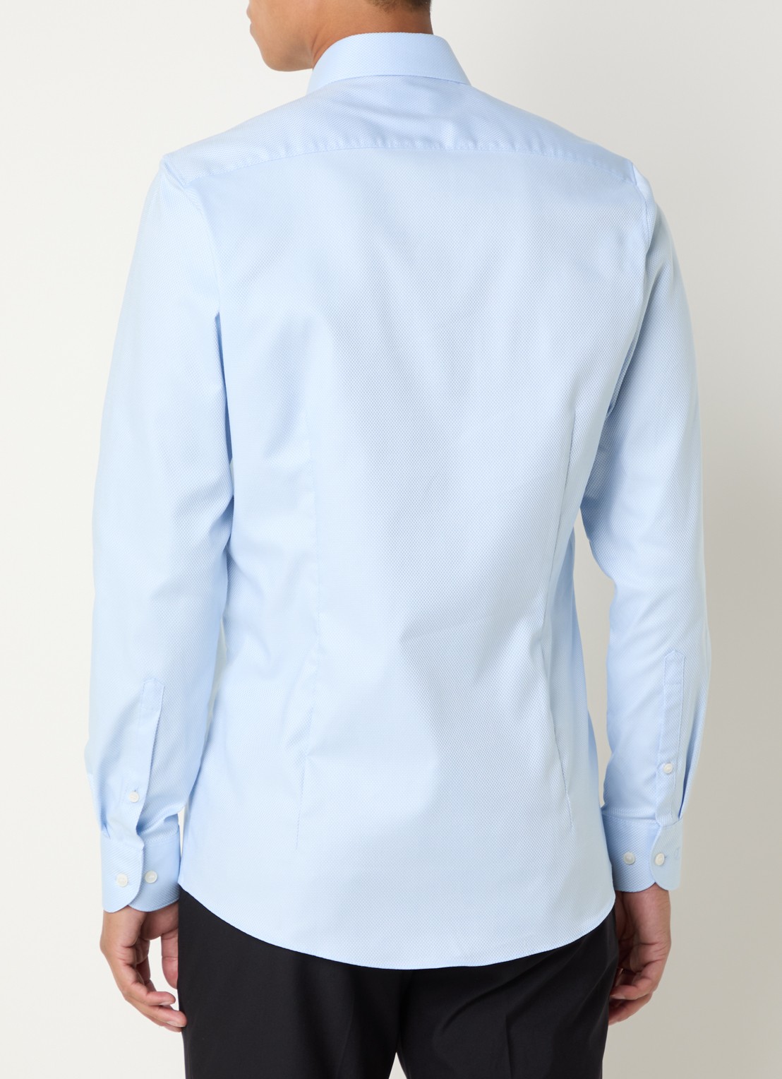 Olymp Slim fit overhemd met microdessin - achterkant lichtblauw