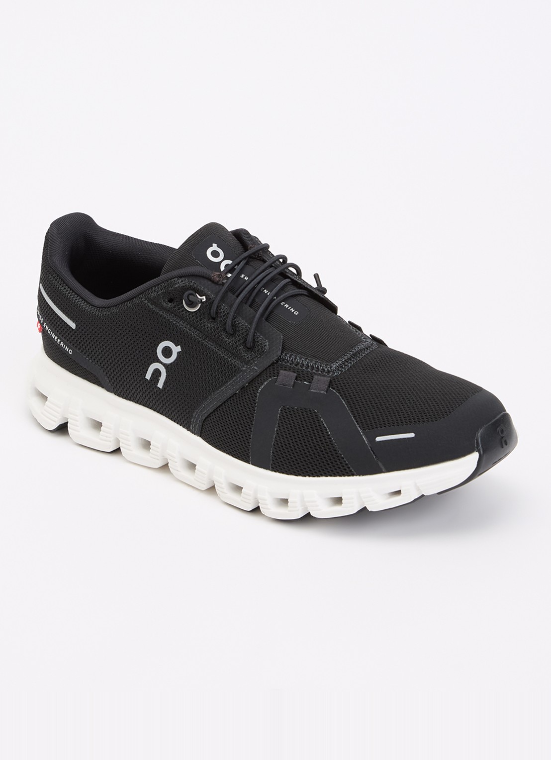 On Cloud 6 sneaker met gebreid bovenwerk - voorkant 5 zwart