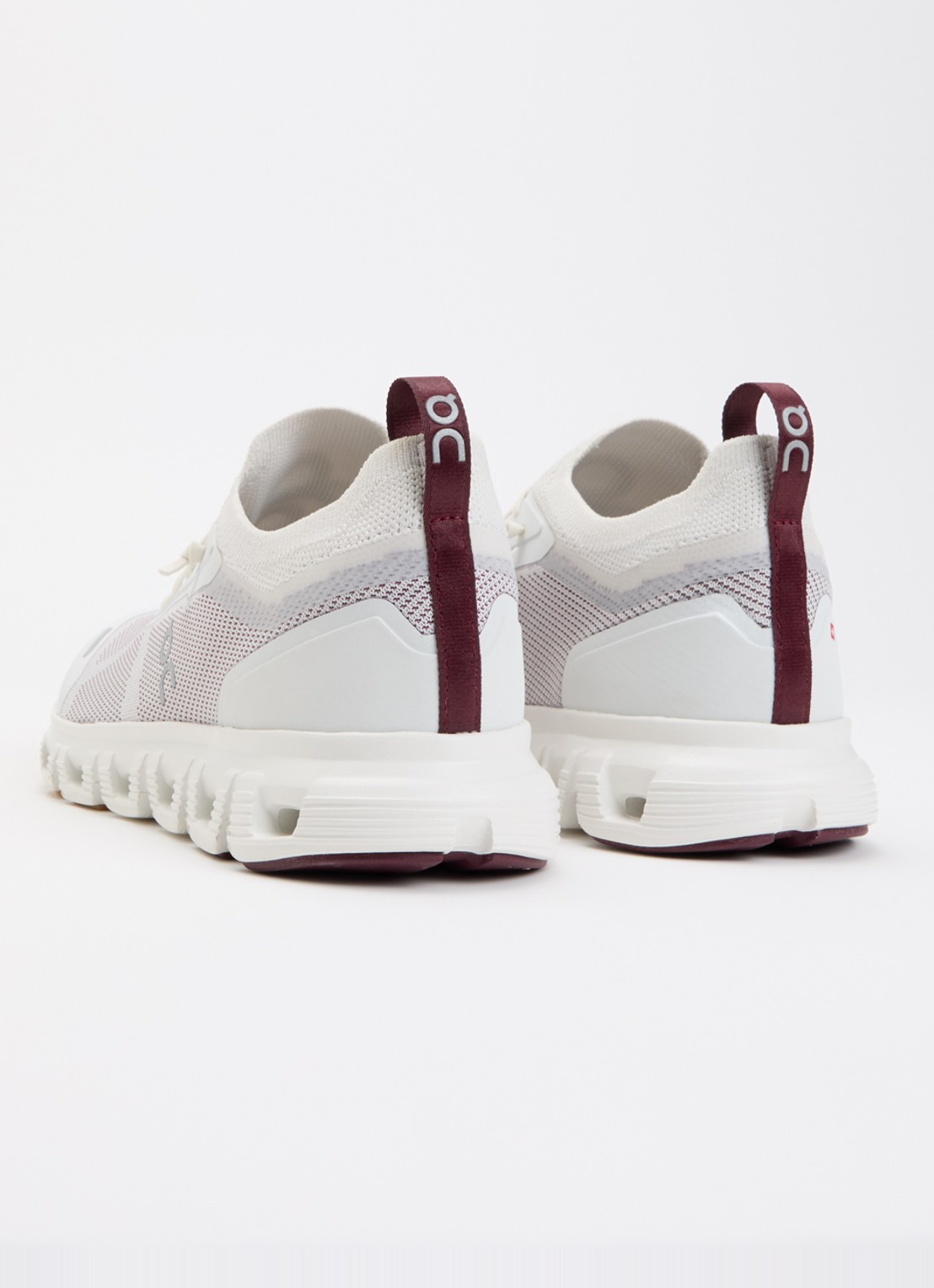 On Cloud 6 sneaker met gebreid bovenwerk - achterkant ivoor
