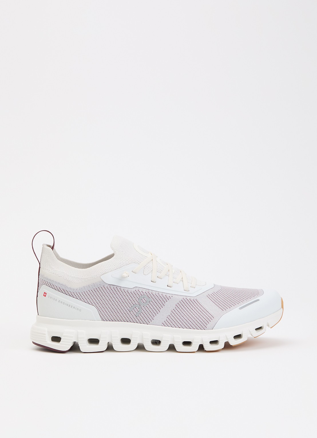 On Cloud 6 sneaker met gebreid bovenwerk - voorkant 2 ivoor