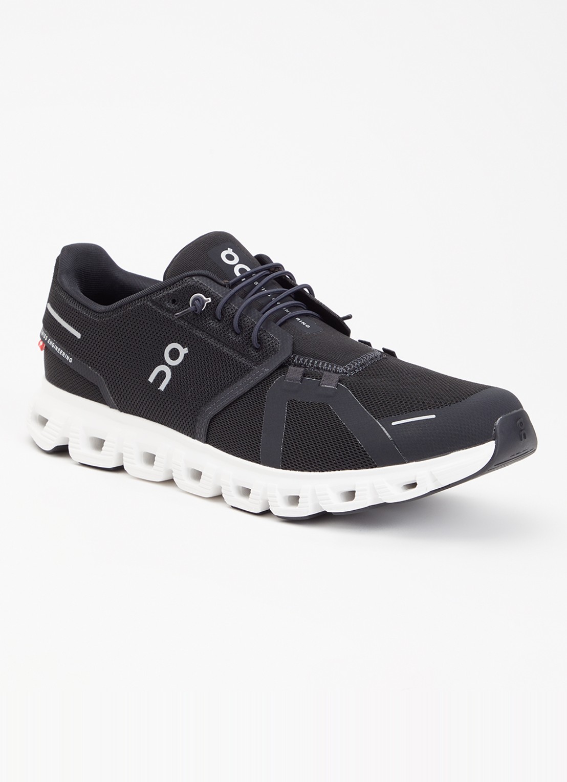 On Cloud 6 sneaker met gebreid bovenwerk - voorkant zwart