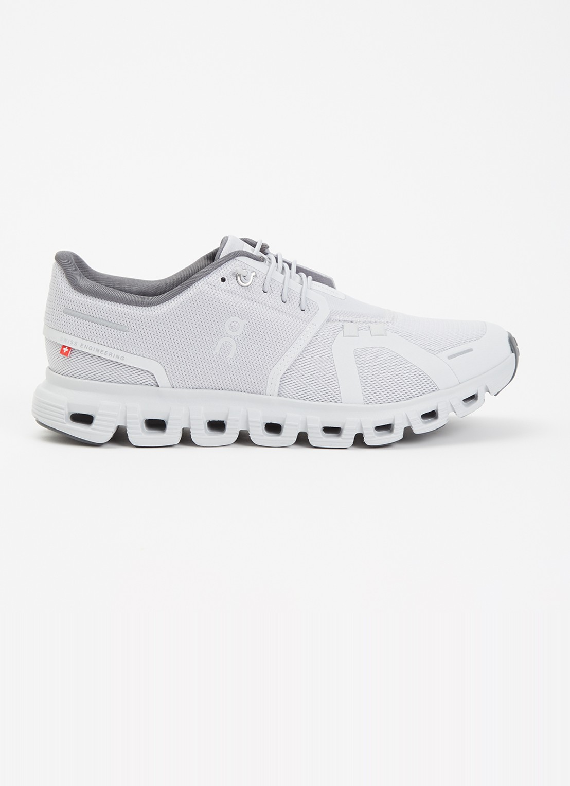 On Cloud 6 sportschoen van mesh met logo - voorkant 2 lichtgrijs