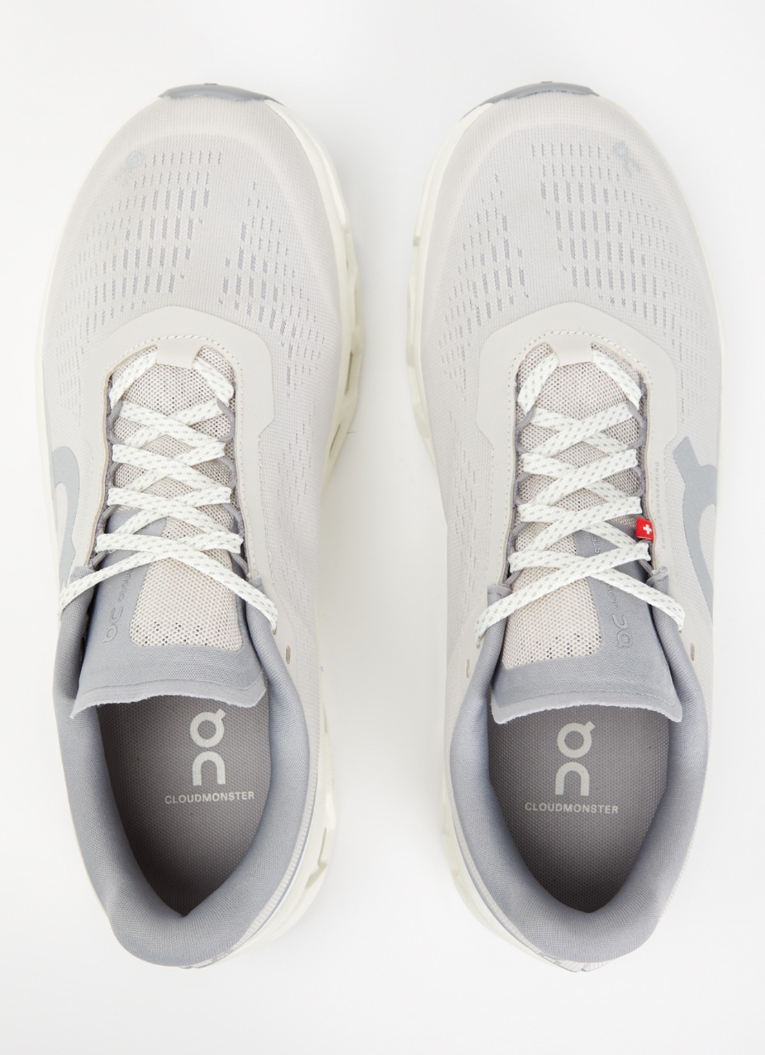 On Cloudmonster sneaker van mesh met logo - detail 4 lichtgrijs