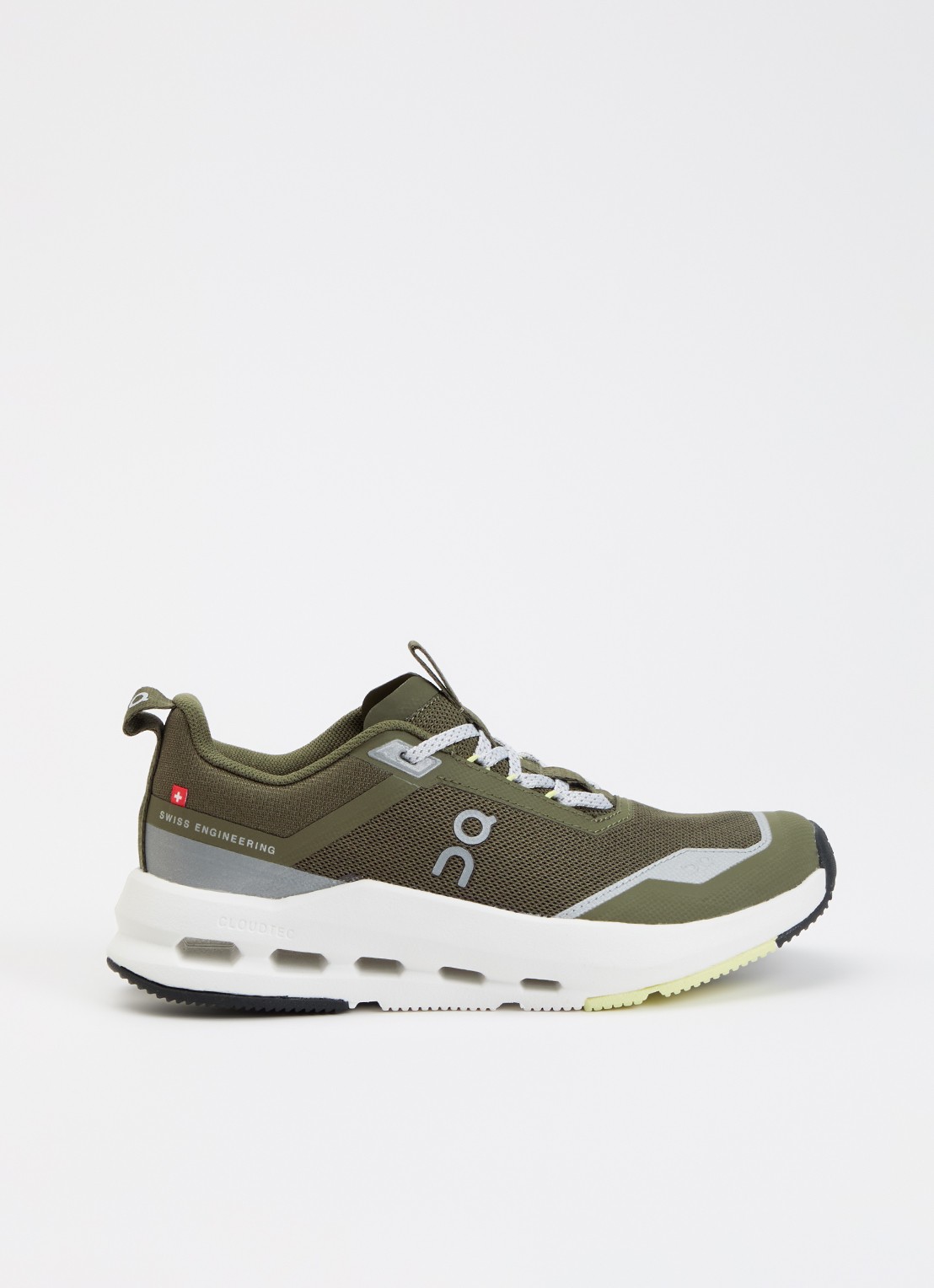 On Cloudnova Youth sneaker met details van mesh - voorkant olijfgroen