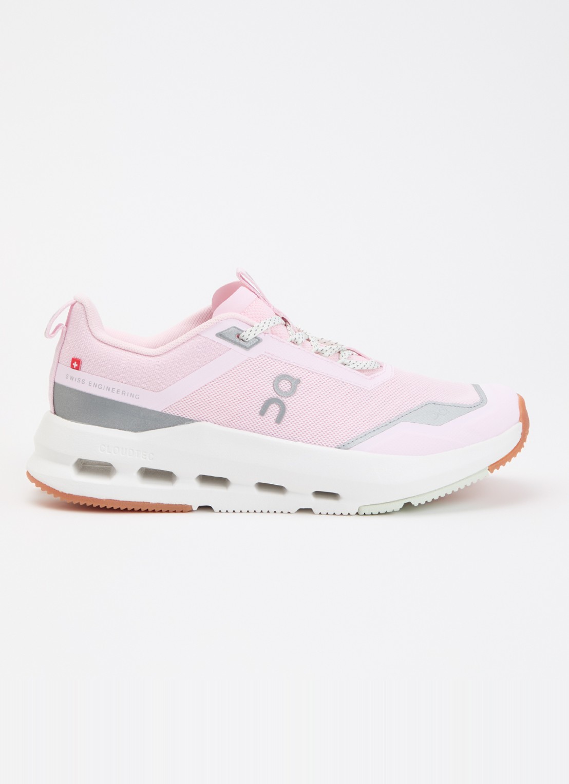 On Cloudnova Youth sneaker met details van mesh - voorkant 2 roze
