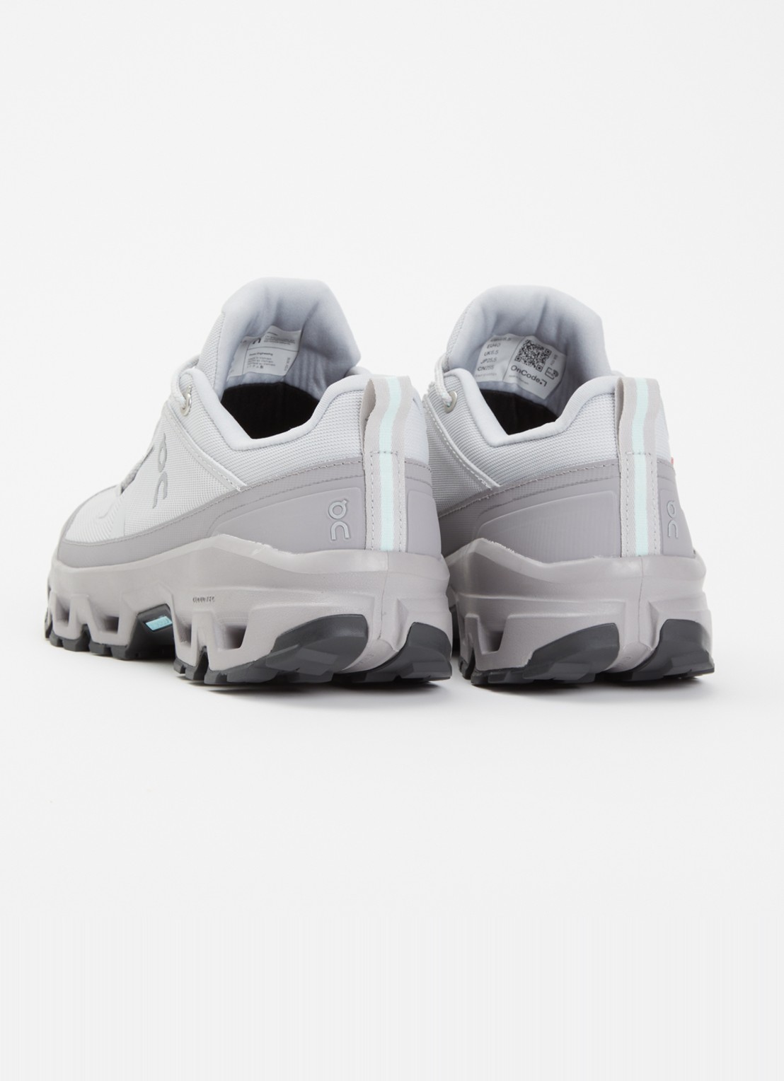 On Cloudrock sneaker met gebreid bovenwerk en logo - achterkant grijs