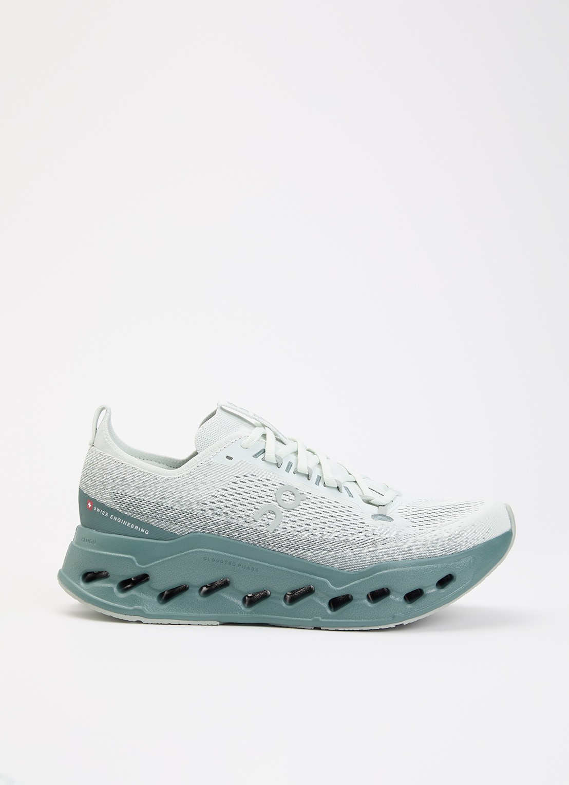 On Cloudsurfer Max sneaker van mesh met logo - voorkant zeegroen