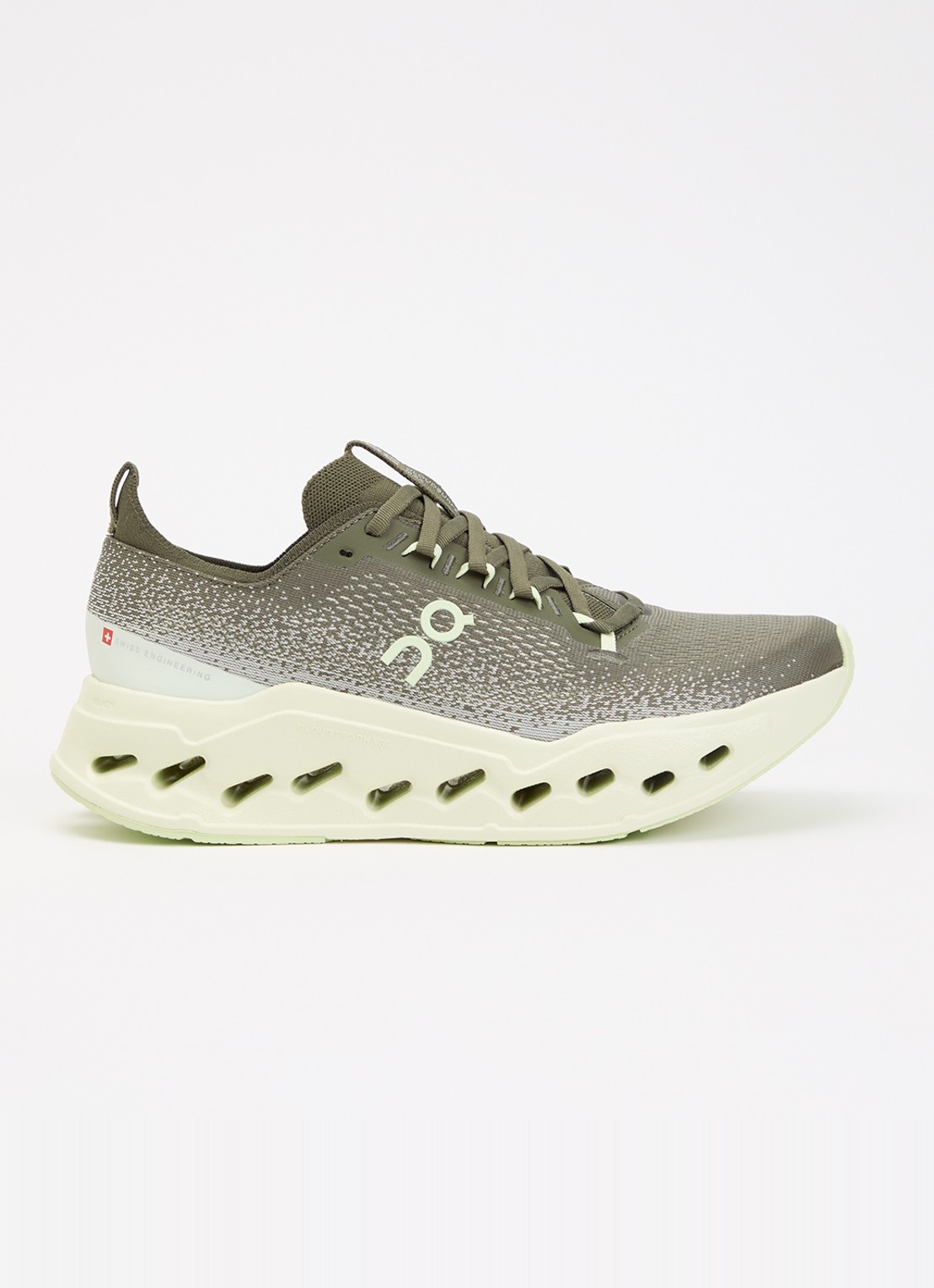 On Cloudsurfer Max sneaker van mesh met logo - voorkant 2 bronsgroen