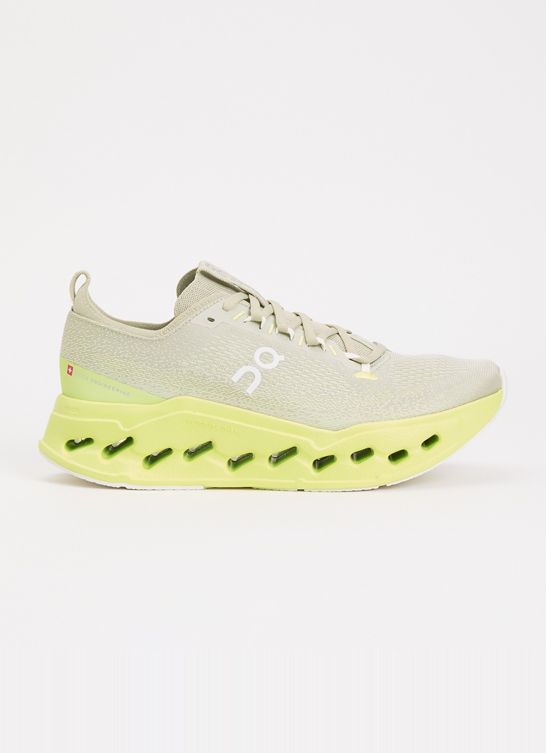 On Cloudsurfer Max sneaker van mesh met logo - voorkant neongeel