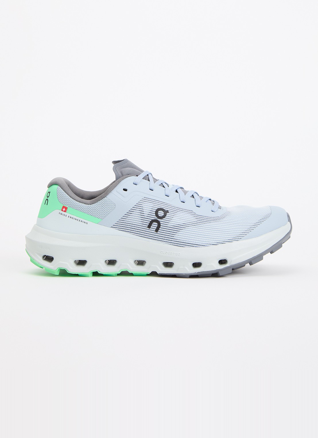 On Cloudvista 3 sneaker met gebreid bovenwerk - voorkant 5 blauwgrijs