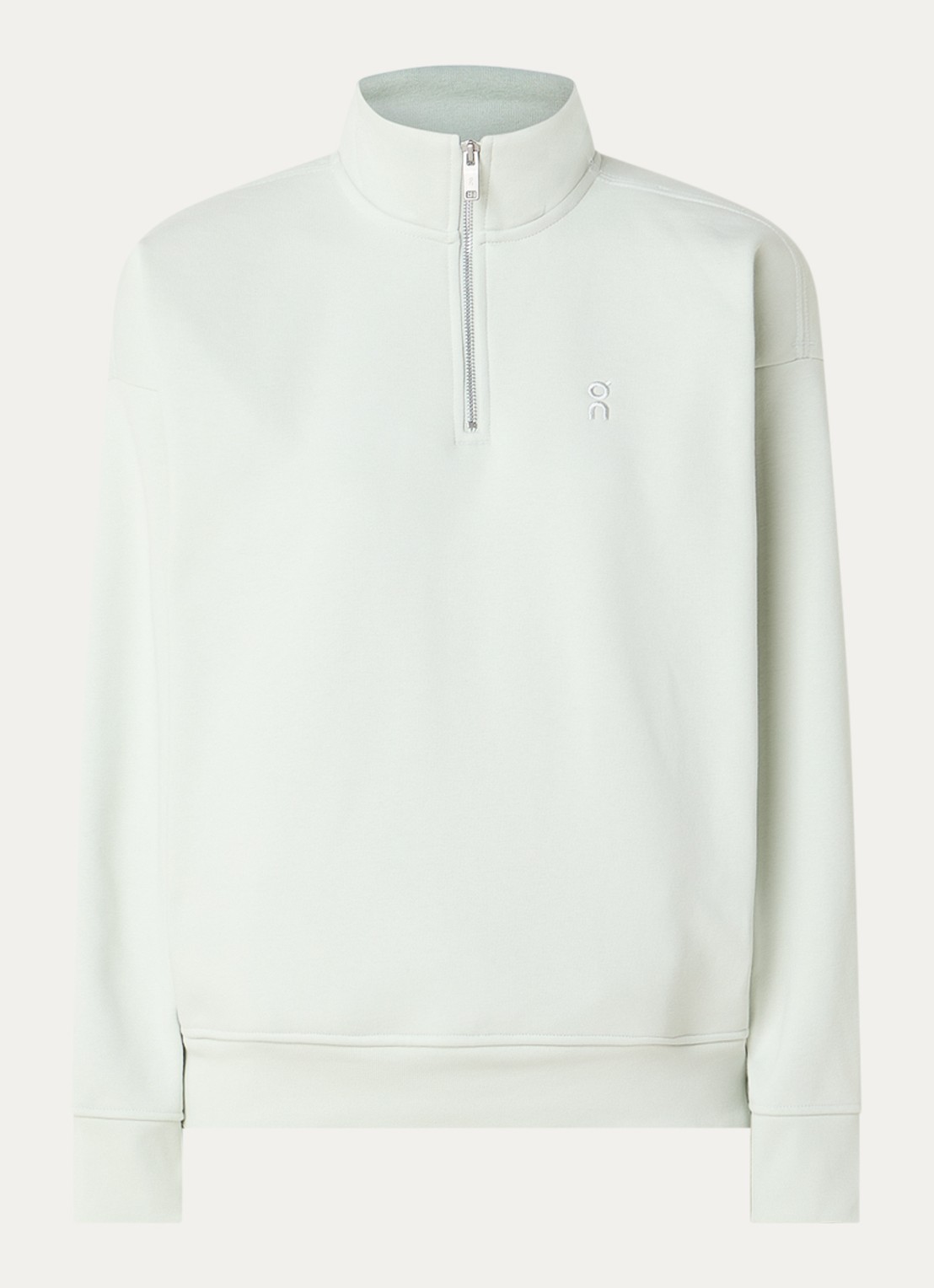 On Club Collective sweater met halve rits - voorkant 3 lichtgroen