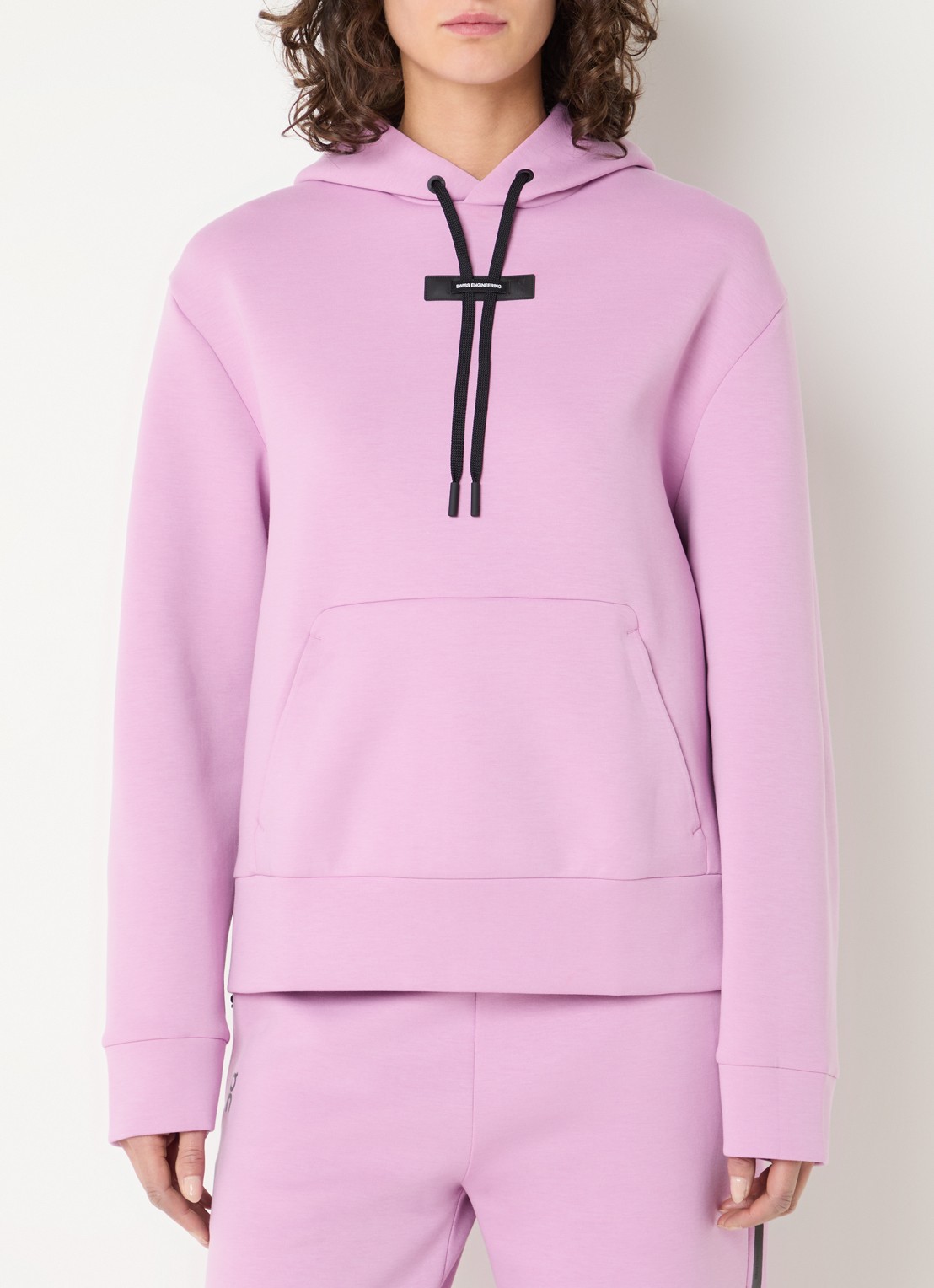 On Focus Tech hoodie met ritszakken - detail roze