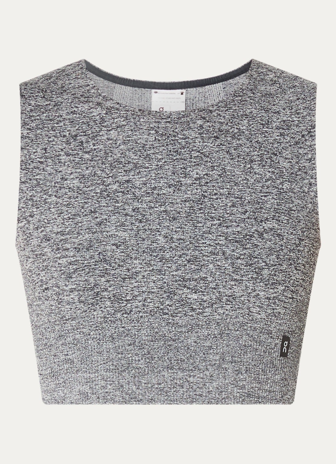 On Studio fijngebreide crop top met logo - voorkant grijs