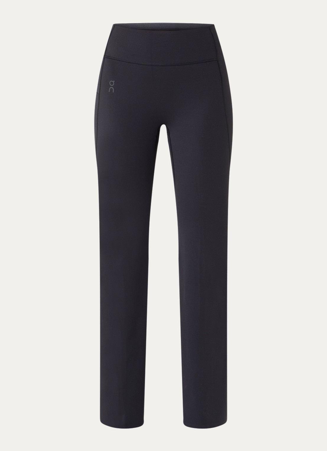 On Studio high waist flared fit trainingslegging met logo - voorkant zwart