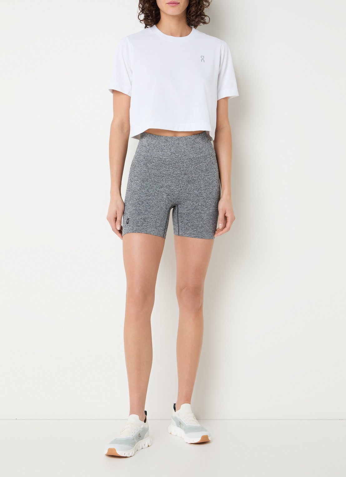 On Studio high waist skinny fit trainingslegging met logo - voorkant 3 grijs