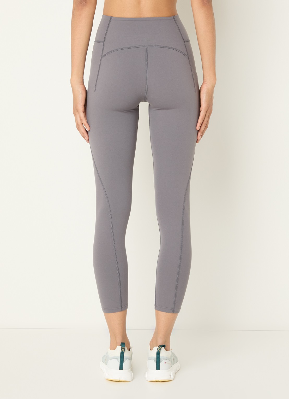 On Studio high waist skinny fit trainingslegging met logo - achterkant 3 grijs