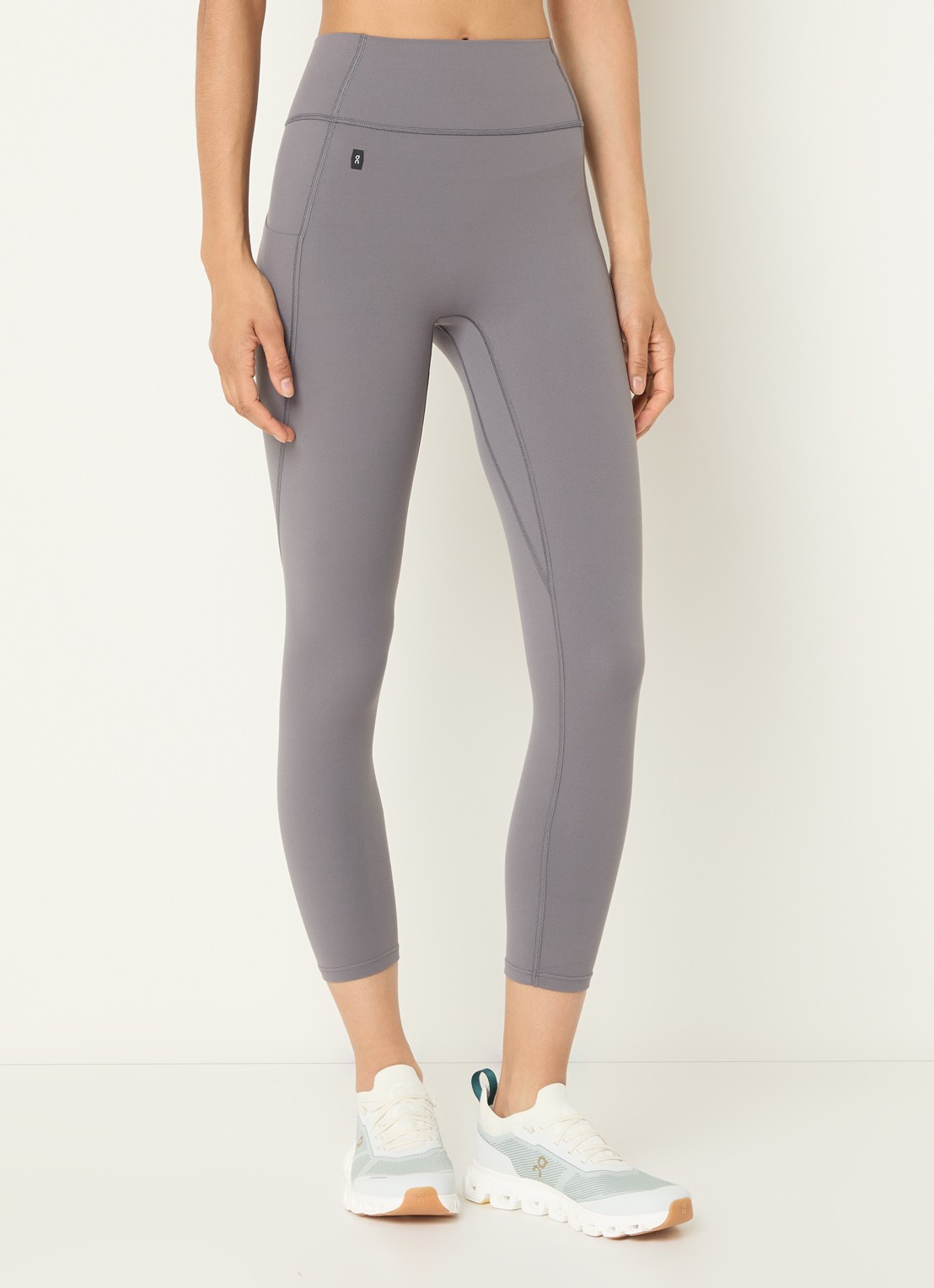 On Studio high waist skinny fit trainingslegging met logo - detail grijs