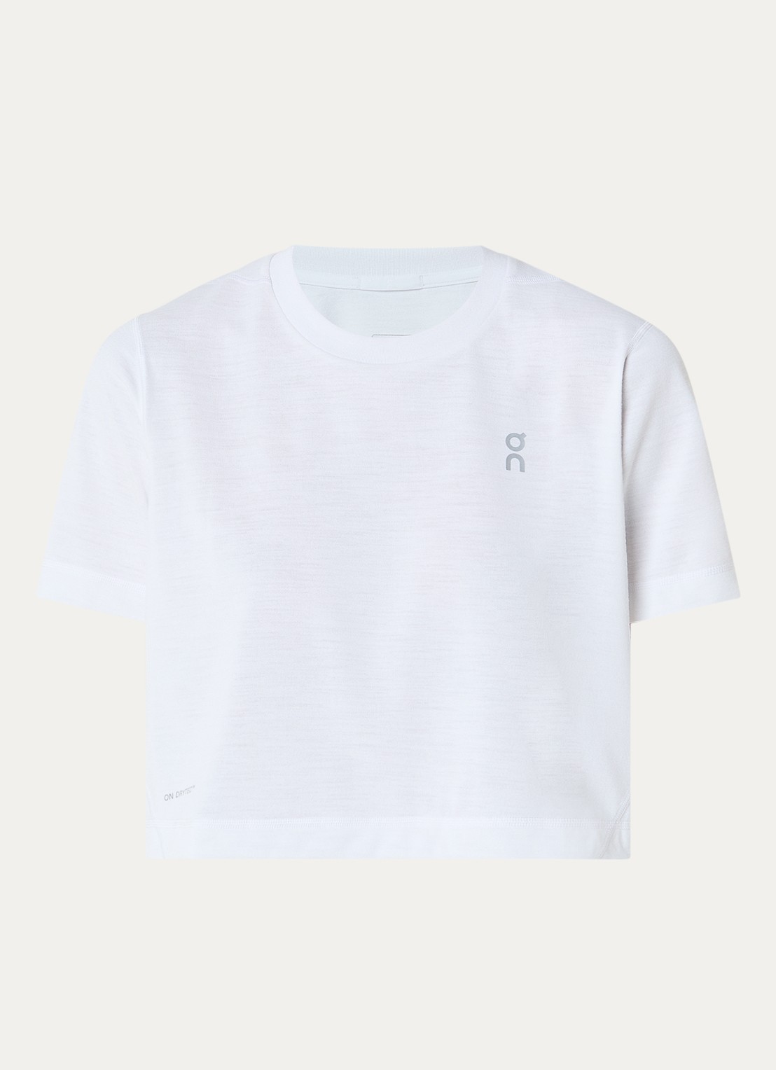On Train cropped trainings T-shirt met logo- en backprint - voorkant 2 wit
