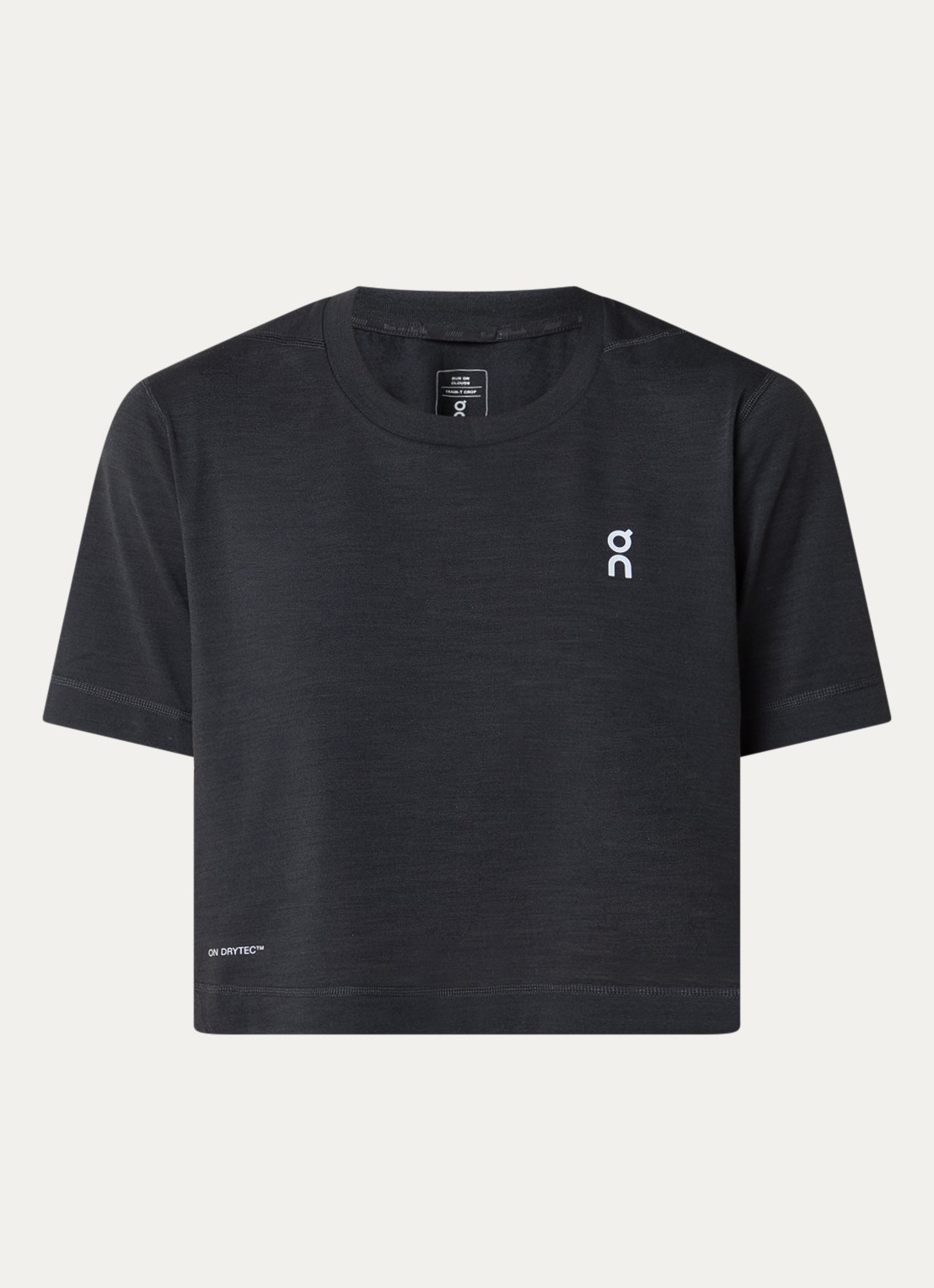 On Train cropped trainings T-shirt met logo - voorkant 2 zwart