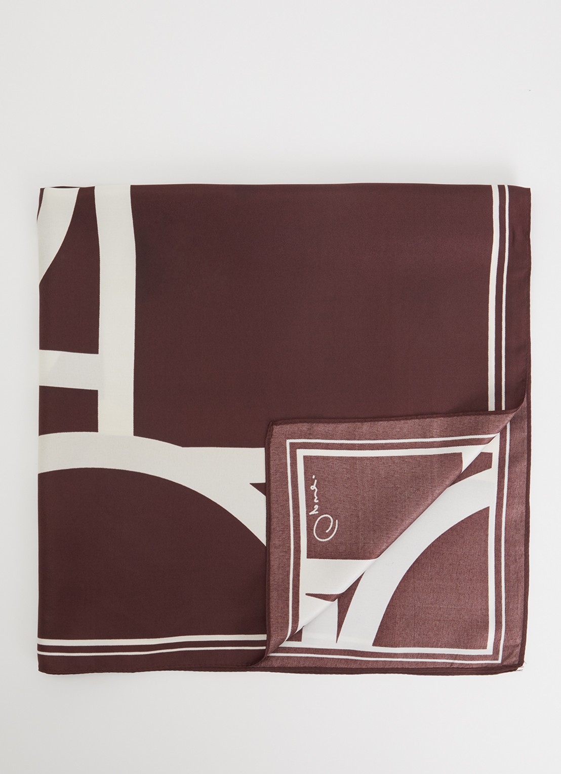 OPUS Aditha sjaal met print 60 x 60 cm - voorkant 3 bordeauxrood